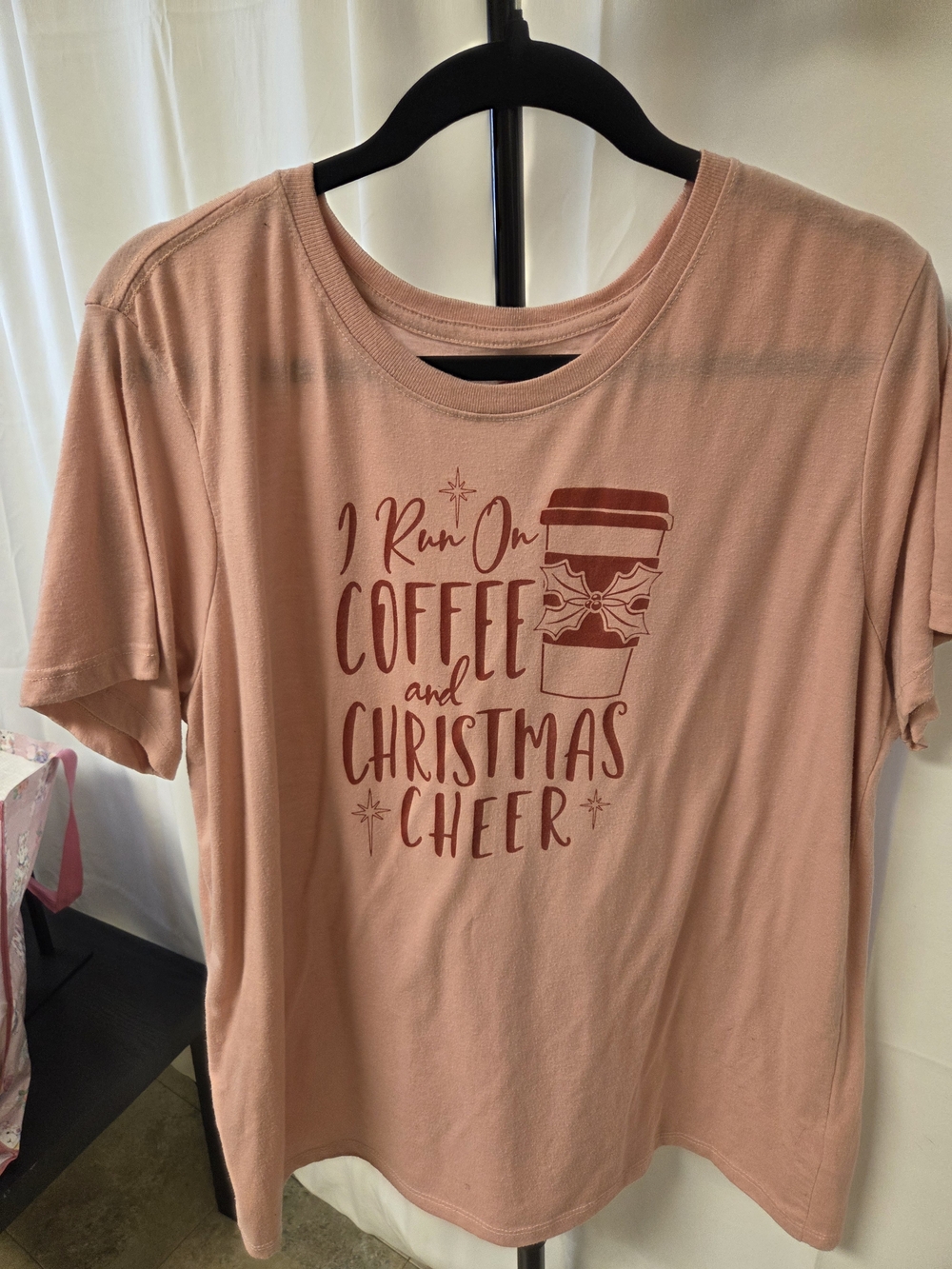 Holiday Time Pink Graphic Tee - Coffee & Christmas Script